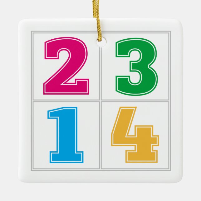 Numerical serie 1234 ceramic ornament (Front)