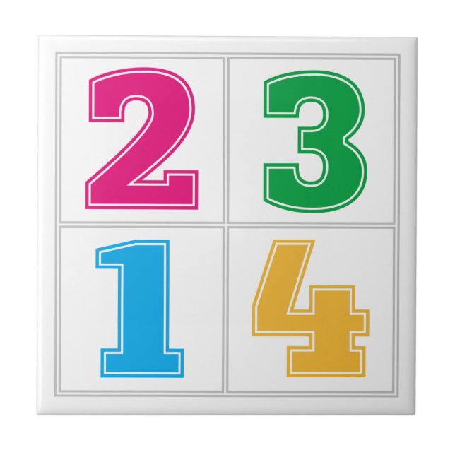 Numerical serie 1234 ceramic tile (Front)