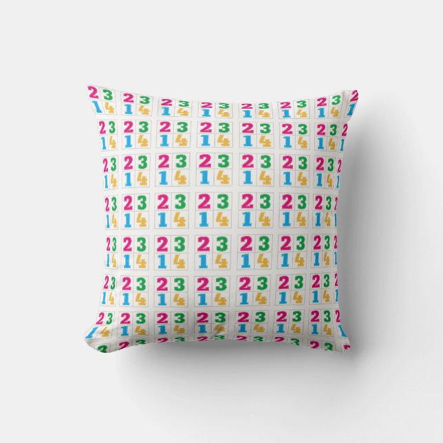 Numerical serie 1234 throw pillow (Front)