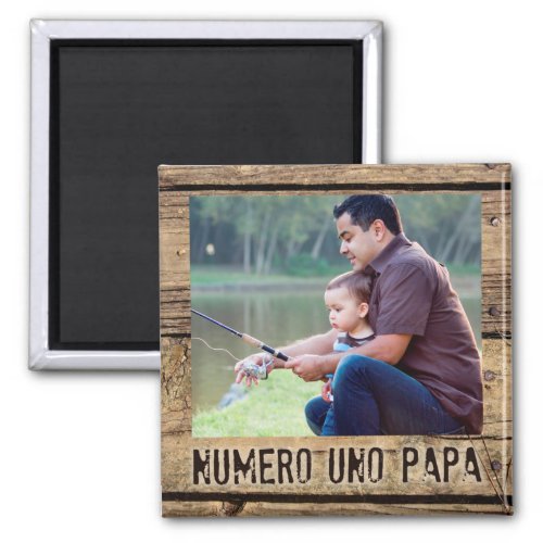 Numero Uno Papa in Rustic Wood_Framed Photo Magnet