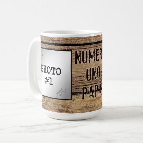 Numero Uno Papa in Rustic Wood_Framed Photos Coffee Mug