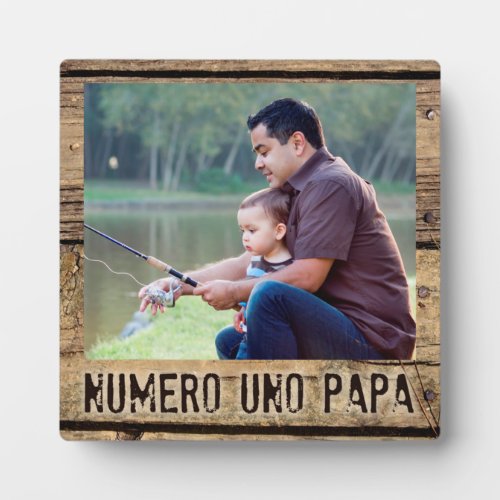 NUMERO UNO PAPA Rustic Wood Father Dad Photo Plaque