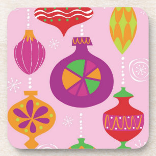 Numerous Christmas decoration illustrated in diffe Drink Coaster