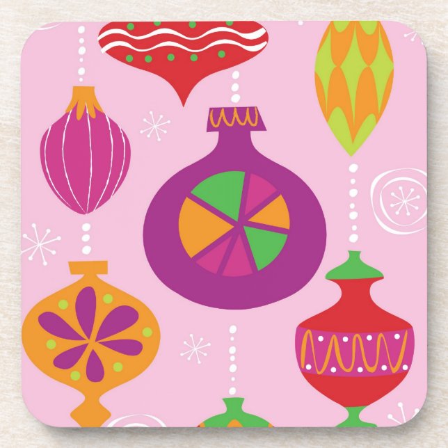 Numerous Christmas decoration illustrated in diffe Drink Coaster (Front)