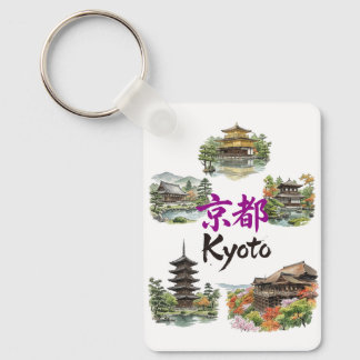 Numerous tourist attractions in Kyoto, Japan Keychain