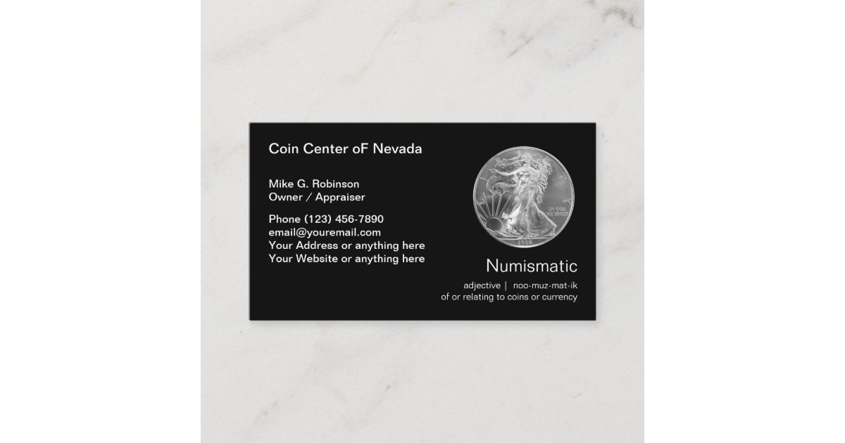 Numismatic Coin Collecting Dealer Business Card