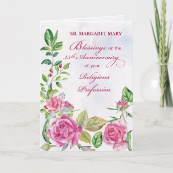 Nun 35th Anniversary Of Religious Profession Pink Card by Religious_SandraRose at Zazzle