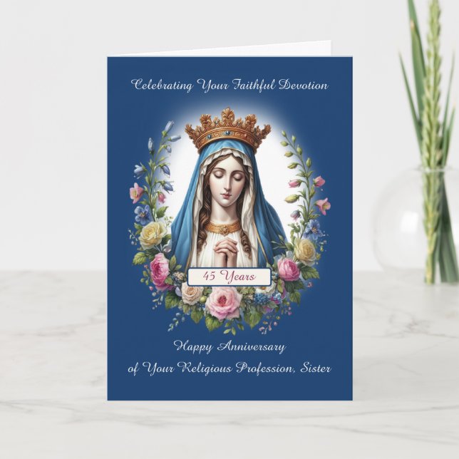 Nun 45th Anniversary of Religious Profession Mary Card (Front)