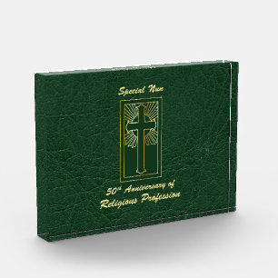 Nun 50th Anniversary of Religious Profession Green Acrylic Award