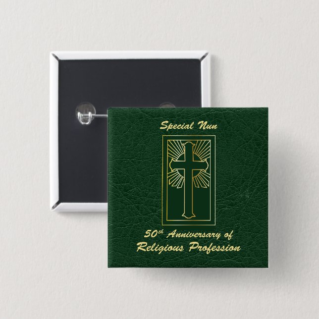 Nun 50th Anniversary of Religious Profession Green Button (Front & Back)