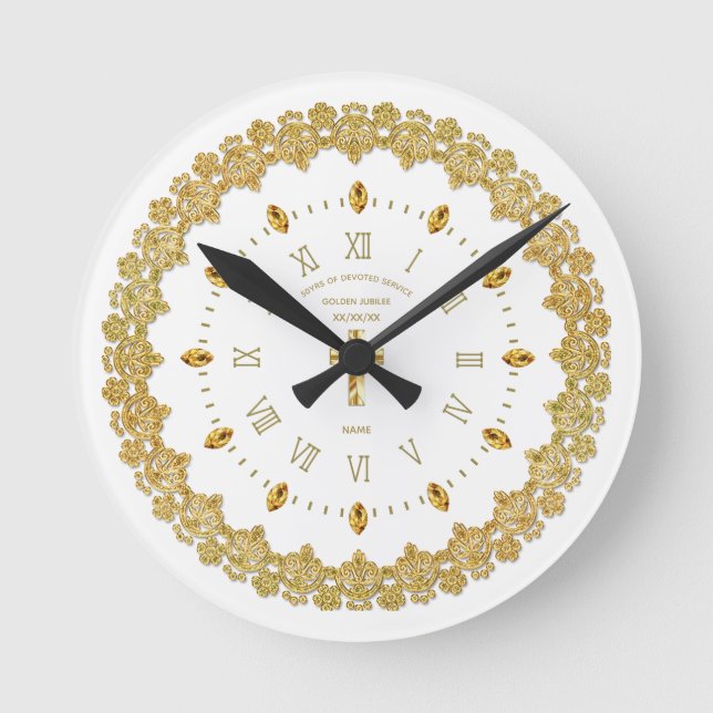 NUN 50th Golden Jubilee Ordained Anniversary Round Clock (Front)
