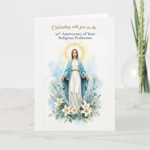 Nun 50th Religious Profession Marian Blessings Card
