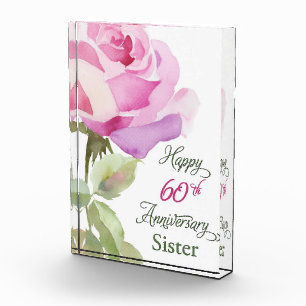 Nun 60th Anniversary Catholic Jubilee Pink Rose Acrylic Award