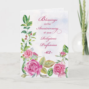 Nun 62nd Customizable Anniversary of Religious Card