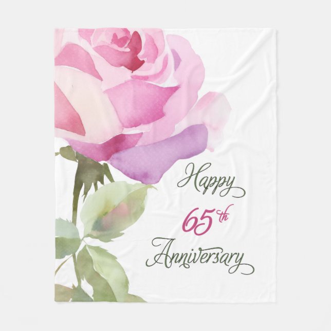 Nun 65th Anniversary Pink Rose Fleece Blanket (Front)