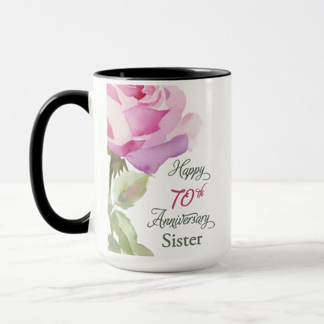 Nun 70th Anniversary Sister Jubilee Pink Rose Mug (Left)