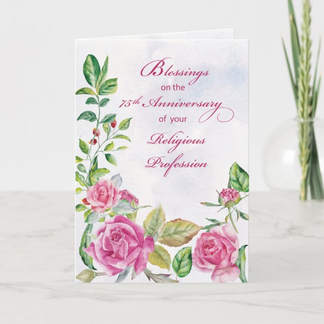 Nun 75th Anniversary of Religious Profession Pink  Card (Front)