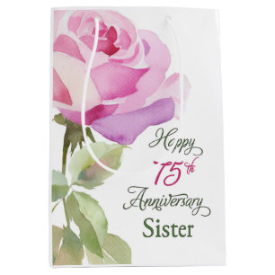 Nun 75th Anniversary Sister Jubilee Pink Rose Medium Gift Bag