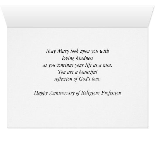 Nun Anniversary Blessings, Mary with Flowers (Inside Horizontal (Bottom))