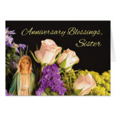 Nun Anniversary Blessings, Mary with Flowers (Front Horizontal)