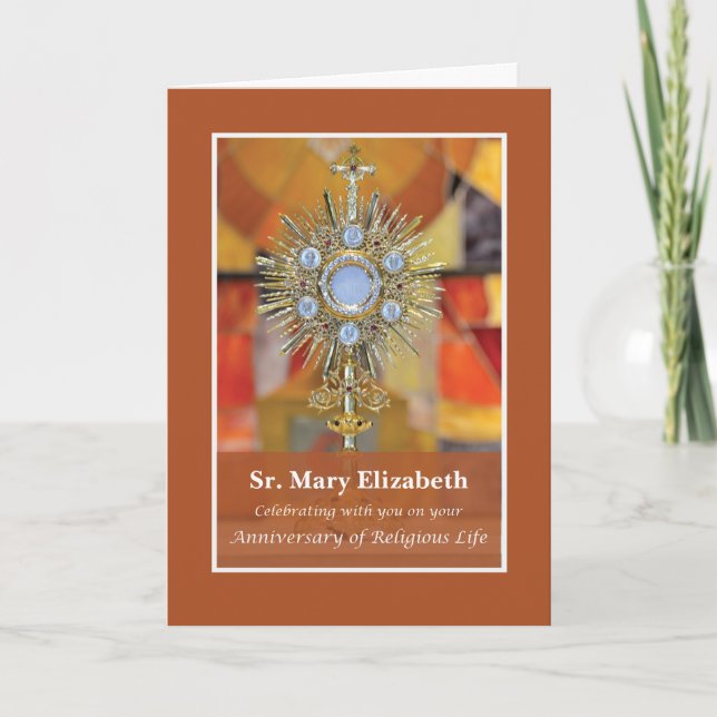 Nun Anniversary of Religious Life Monstrance Card (Front)