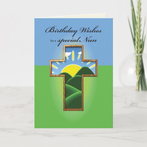 Nun Birthday Cross Card