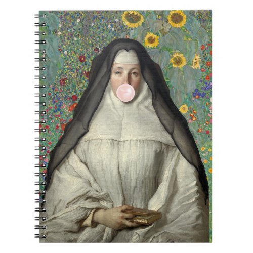Nun Blowing a Pink Bubble gum  Notebook