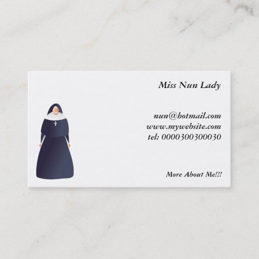 Customizable Nun Business Cards