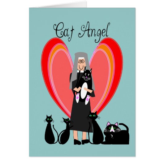 Nun Cat Angel Art Gifts Cards (Front)