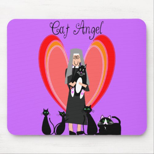 Nun Cat Angel Art Gifts Mouse Pad