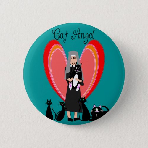 Nun Cat Angel Art Gifts Pinback Button