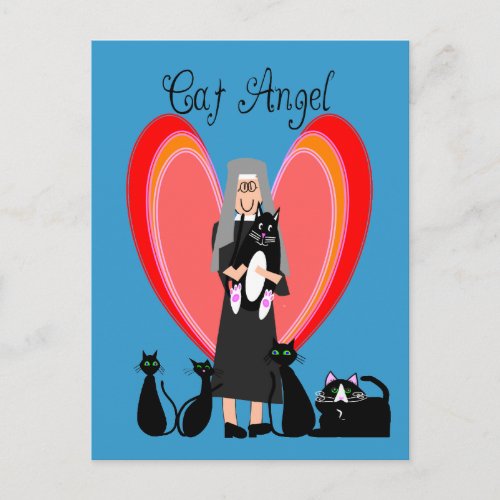Nun Cat Angel Art Gifts Postcard
