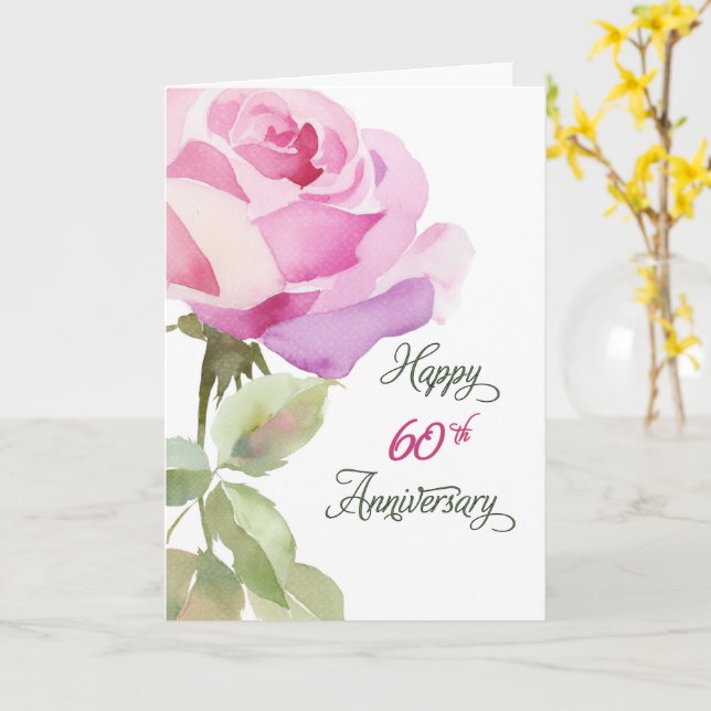 Nun Custom 60th Anniversary Diamond Jubilee Rose Card (Yellow Flower)
