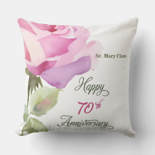 Nun Custom Name 70th Anniversary Jubilee Rose Throw Pillow