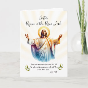 Nun Easter Jesus is Risen Rejoice with Scripture Card