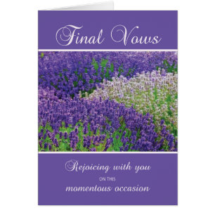 Nun Final Vows, Rejoicing, Lavender Flower Cards