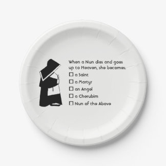 Nun Fun - clean humor, Nun Heaven Joke Paper Plates