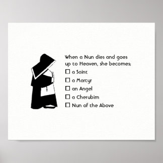 Nun Fun - clean humor, Nun Heaven Joke Poster