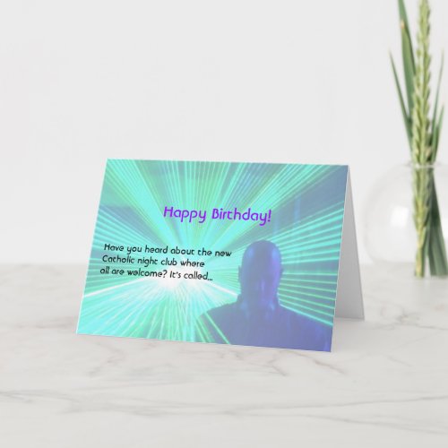 Nun Fun Pun Catholic Night Club Birthday Card