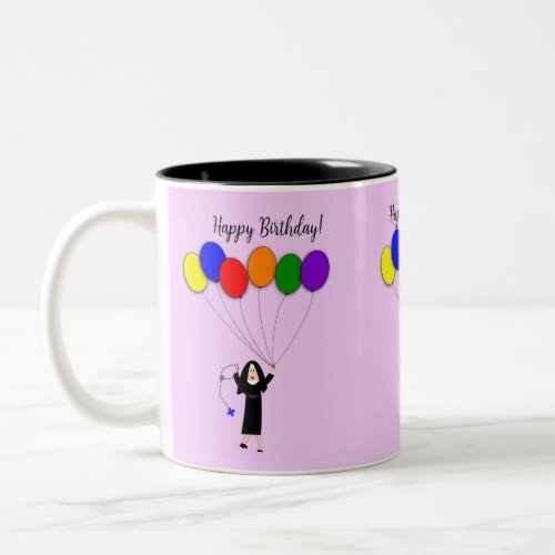 Nun Happy Birthday Lavender Two_Tone Coffee Mug