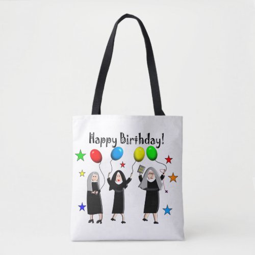 Nun Happy Birthday White Tote Bag