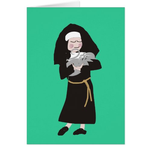 Nun Holding Grey Cat Gifts