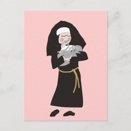 Nun Holding Grey Cat Gifts Postcard
