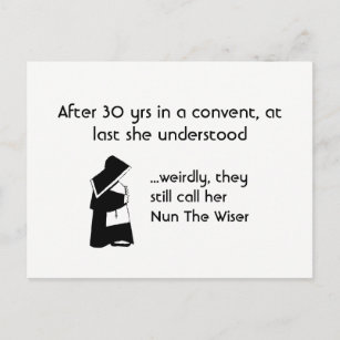 Nun joke - clean humor, Catholic Fun Postcard