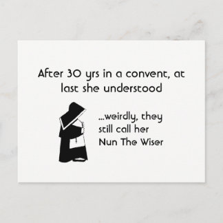 Nun joke - clean humor, Catholic Fun Postcard