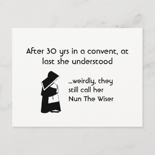 Nun joke _ clean humor Catholic Fun Postcard