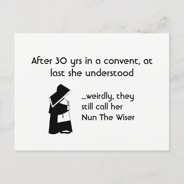 Nun joke - clean humor, Catholic Fun Postcard (Front)