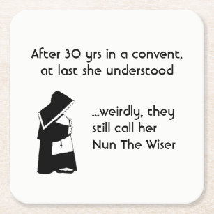 Nun joke - clean humor, Catholic Fun Square Paper Coaster
