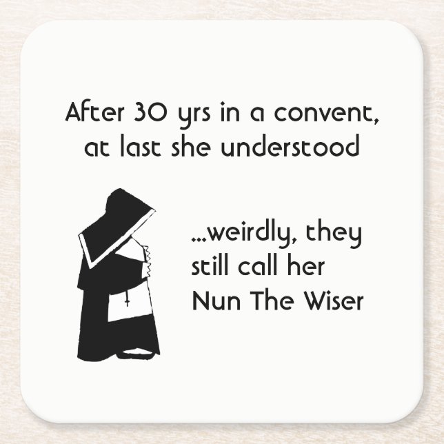 Nun joke - clean humor, Catholic Fun Square Paper Coaster (Front)