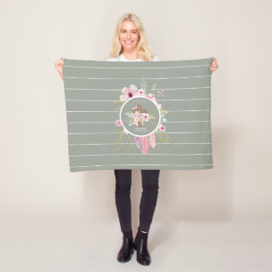 Nun Ordination Gift - Personalized Floral Cross Fleece Blanket